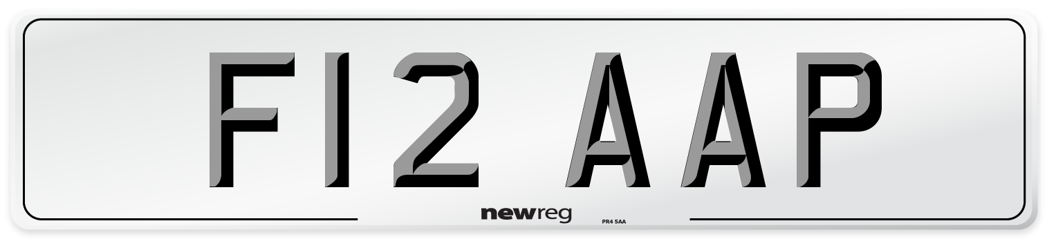 F12 AAP Number Plate from New Reg
